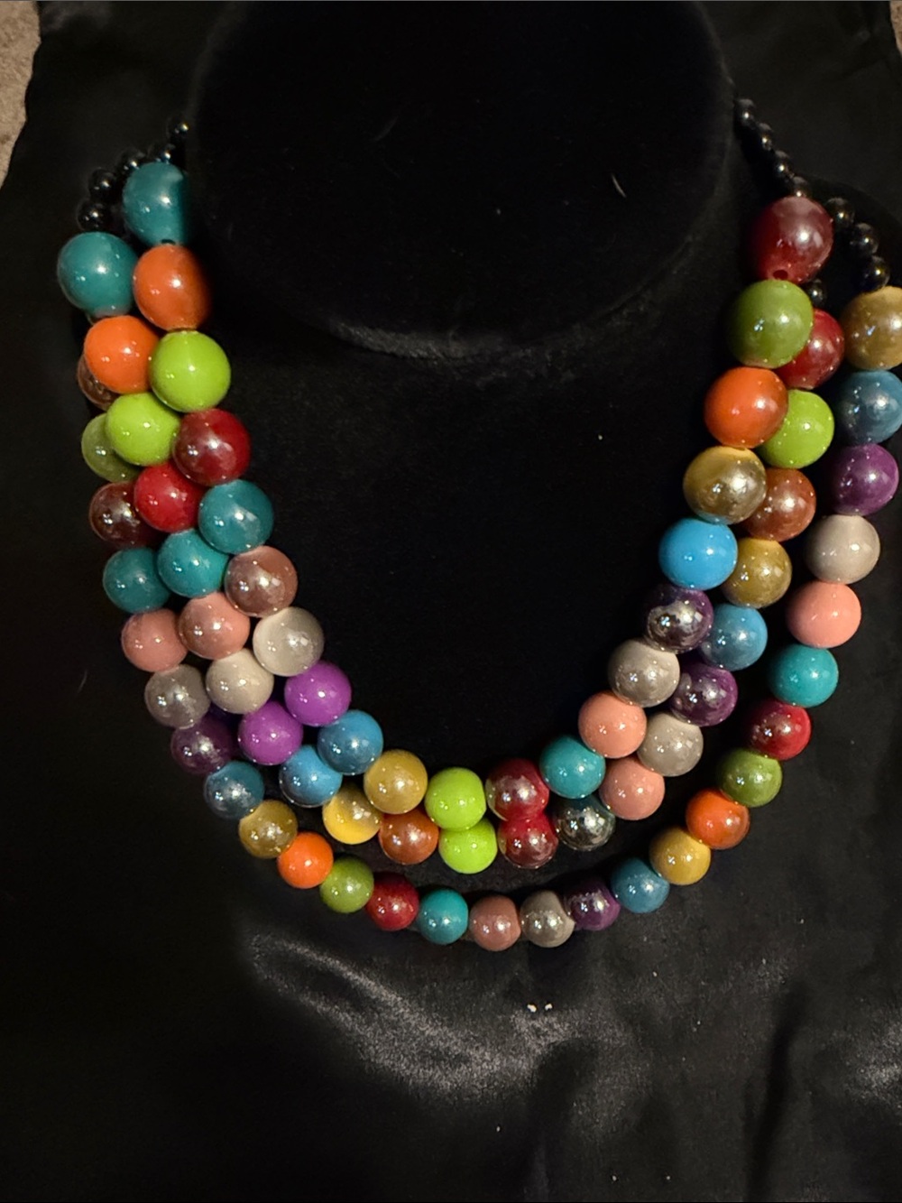 Multicolor Beaded Statement Necklace - Bold Colorful Layers